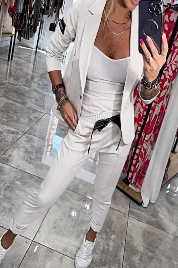 Moxie - Komplet damski dwuczęściowy top z kurtką i elastyczne spodnie