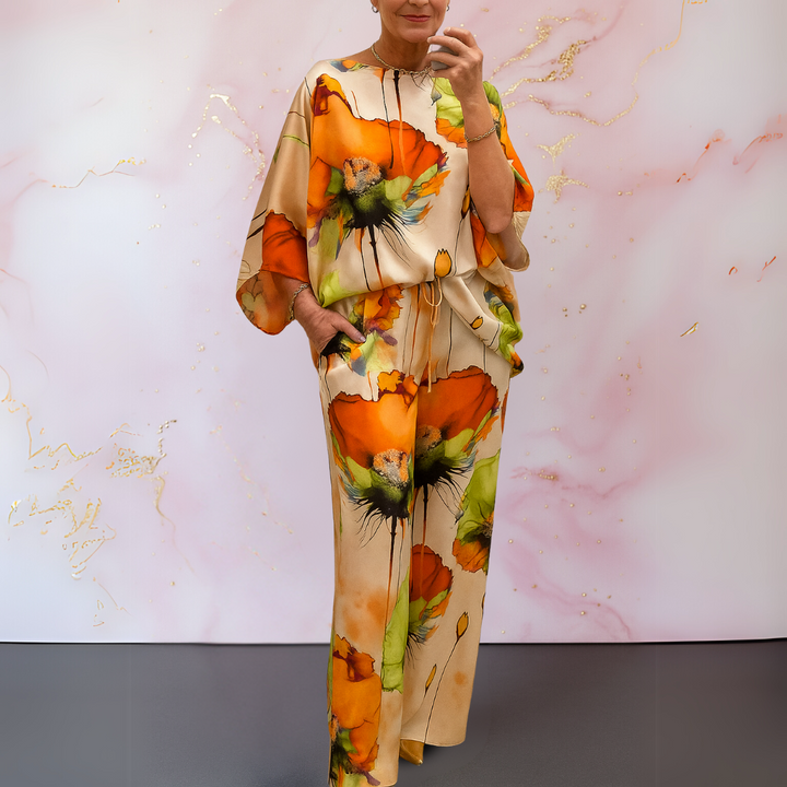 Marieta – Satynowy komplet dwuczęściowy dla pewnych siebie kobiet