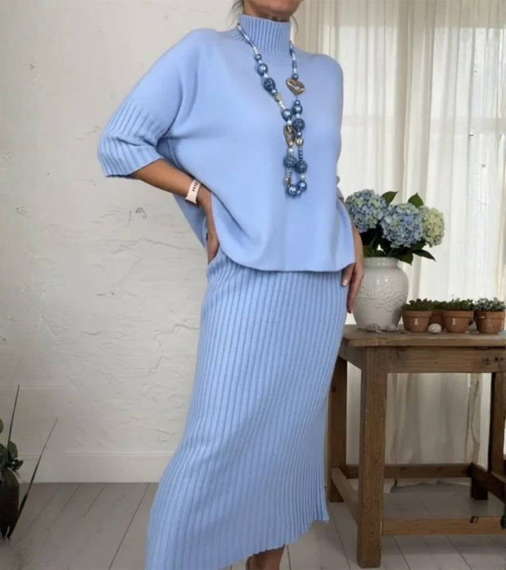 Hestia – Dzianinowy komplet ze spódnicą midi