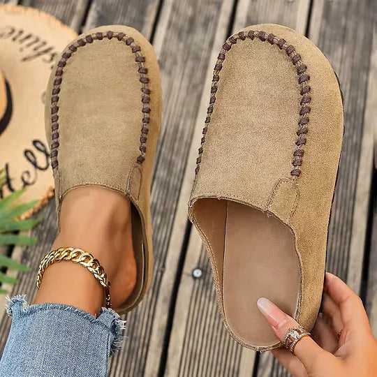 Qirena – Skórzane klapki ortopedyczne vintage