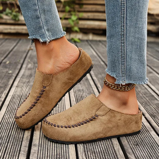 Qirena – Skórzane klapki ortopedyczne vintage