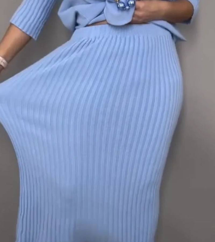 Hestia – Dzianinowy komplet ze spódnicą midi