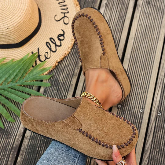 Qirena – Skórzane klapki ortopedyczne vintage