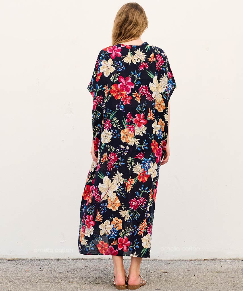 Rina - Sukienka typu kaftan z kieszeniami do noszenia na co dzień