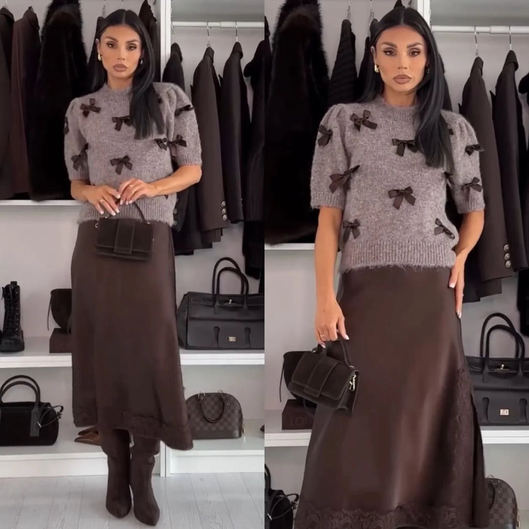 Ryliana – Elegancki komplet sweter i spódnica
