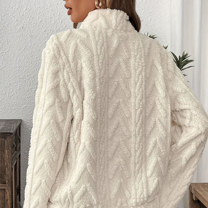 Rozalinda – Bluza z miękkiego pluszu z półzamkiem i kieszenią kangurką